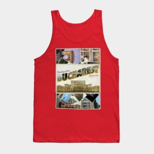 Greetings from Bucharest in Romania Vintage style retro souvenir Tank Top